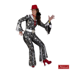 Zwarte Catsuit Met Zilveren Print