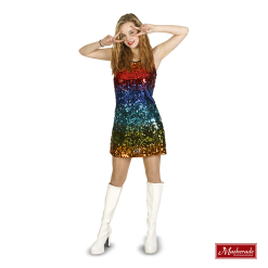 Glitter Disco Jurk In Multikleur