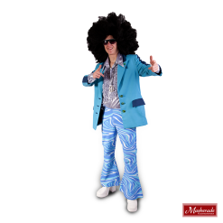 Blauw Discokostuum Met Wijde Pijpen