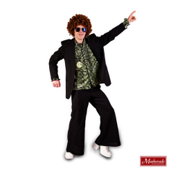 Zwart Disco Kostuum Met Wijde Pijpen