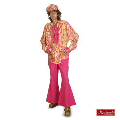 Geprinte Roze Disco Blouse Met Roze Broek