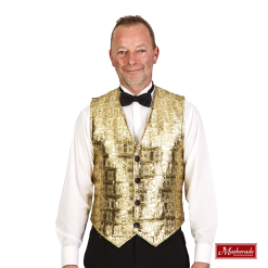 Goud Glittergilet Bij Smokingbroek, Smokingoverhemd En Glitterstrikje