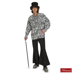 Zwart Wit Gestreepte En Wijduitlopende Broek