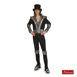 Zwarte Disco Catsuit Met Zilveren Details