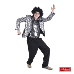 Glitterjas Met Print, Glitterblouse En Zwarte Broek