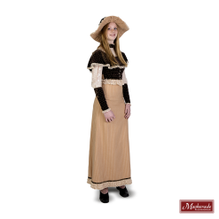 Charles Dickens: Hooggesloten Beige Jurk Met Bruine Top