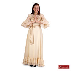 Creme Jurk Met Rouches (Charles Dickens)