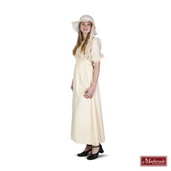 Crème Gestippelde Jurk Met Strik Aan Achterzijde (Charles Dickens)