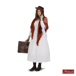 Witte Jurk Met Tailleband En Oranje Omslag (Charles Dickens)