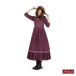 Charles Dickens: Hooggesloten Bordeaux Jurk Met Print