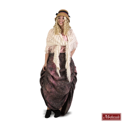 Charles Dickens: Zwartroze Rok Met Bloemenprint En Roze Blouse Met Witte Omslag