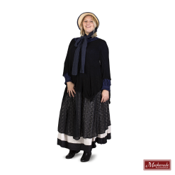 Charles Dickens: Zwart Kanten Rok Met Donkerblauwe Blouse En Zwarte Omslag