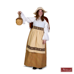 Charles Dickens: Oranje Rok Met Patroon En Witte Blouse En Schort En Blauwe Omslag