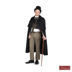 Charles Dickens: Zwarte Cape Met Rood Vest En Beige Broek