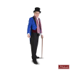 Charles Dickens: Blauwe Rokjas Met Rood Vest En Krijtstreepbroek -MASKERADE KLEDING Verkoop DKNS533MK