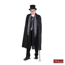 Charles Dickens: Zwarte Cape Met Grijs Vest En Grijze Krijtstreep Broek