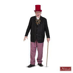 Charles Dickens: Zwarte Krijtstreep Jas Met Zwart Geprint Vest En Geruiten Broek