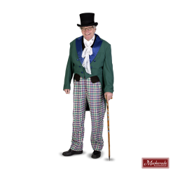 Charles Dickens: Groenblauwe Rokjas Met Grijs Vest En Geruiten Broek