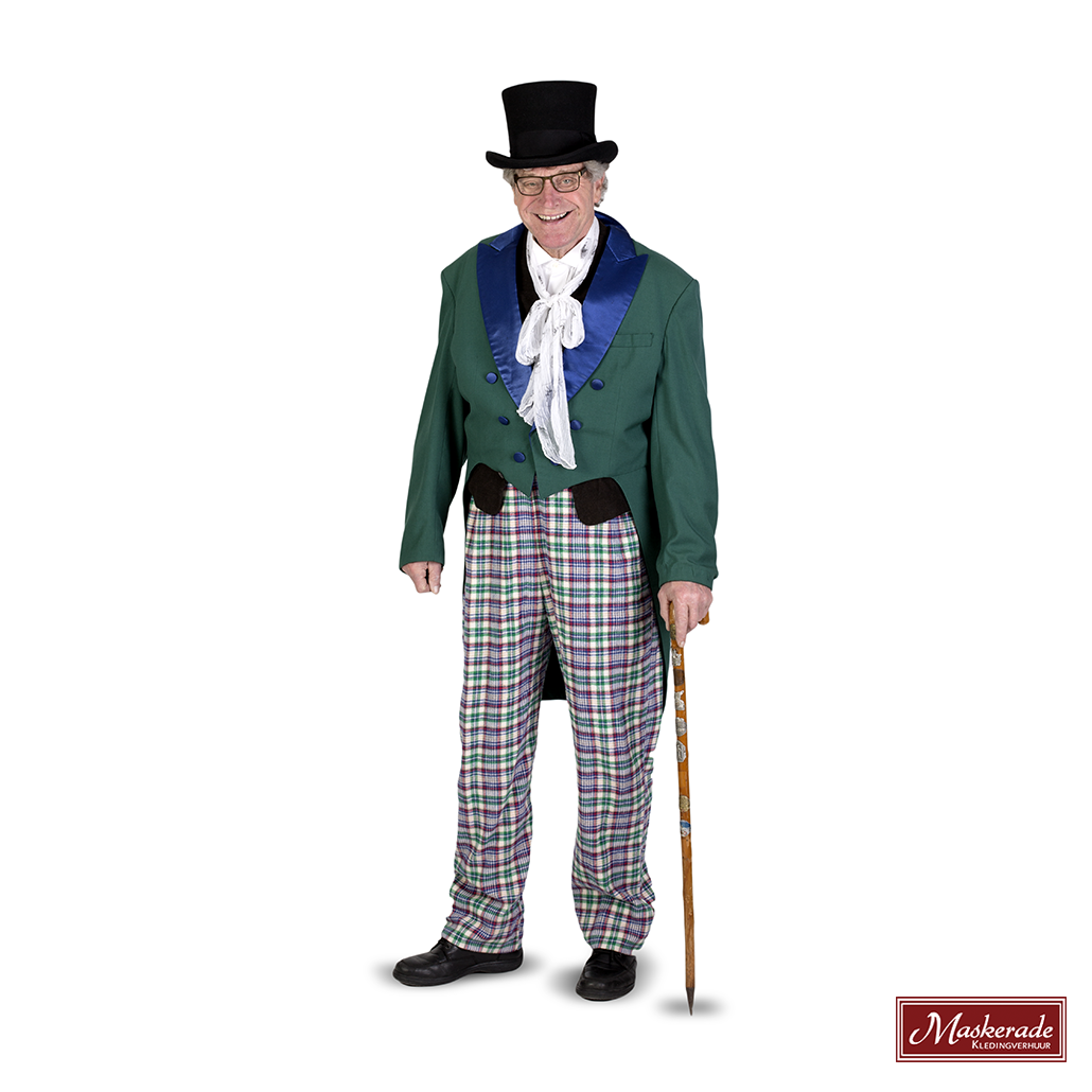 Charles Dickens: Groenblauwe Rokjas Met Grijs Vest En Geruiten Broek 3 Charles Dickens: Groenblauwe Rokjas Met Grijs Vest En Geruiten Broek