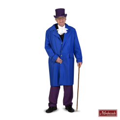 Charles Dickens: Blauwe Lange Jas Met Zwart Vest En Paarse Broek