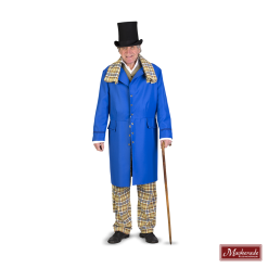 Charles Dickens: Blauwe Lange Jas Met Geruite Gilet En Geruite Broek