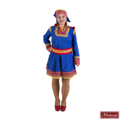 Finse Klederdracht Jurk, Blauw Met Felle Kleuren