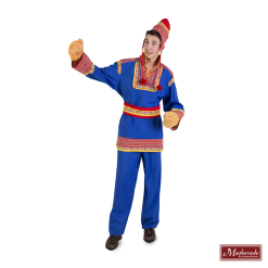 Finse Klederdracht Hes En Broek, Blauw Met Felle Kleuren