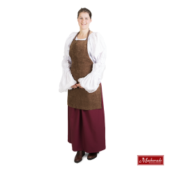 Witte Blouse, Bordeaux Rok En Leren Schort