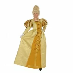 Renaissance Luxe Jurk Met Pofmouwen In Goud