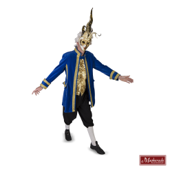 Blauw Fluwelen Renaissancejas Met Gouden Gilet En Broek