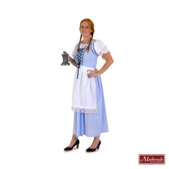 Lichtblauwe Tiroler Jurk Met Veters En Witte Mouwen