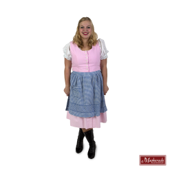 Lichtroze Tiroler Jurk Met Blauw Schort