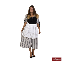 Grijze Tiroler Jurk Met Strepen En Zwarte Bovenkant