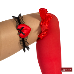 Jarretelbandje Zwart Met Rood Hartje