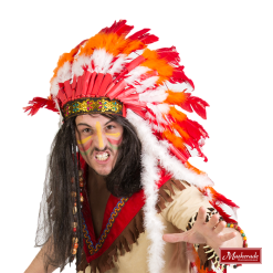 Indianentooi Met Rode Oranje En Witte Veren